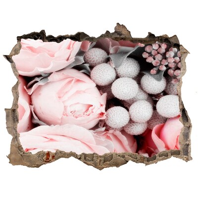 Trampantojo de pared rota efecto profundidad Un paraíso de flores detrás del muro