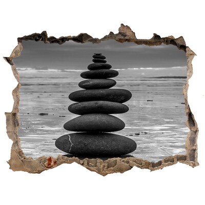 Pegatina de vinilo agujero 3d para pared Torres de piedra en la playa