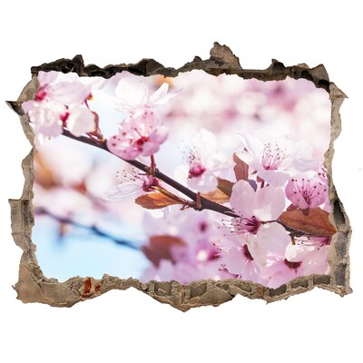 Pegatina de vinilo agujero 3d para pared Un oasis floral detrás del muro