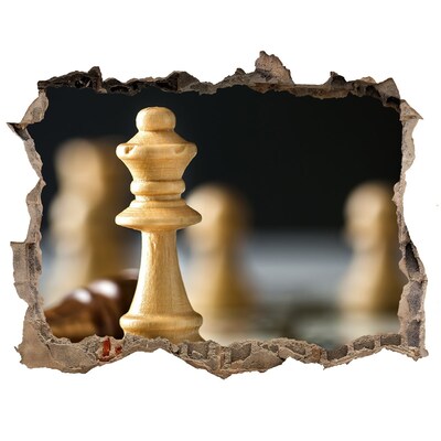 Pegatina agujero en la pared autoadhesiva Jugando al ajedrez a través de un agujero en la pared