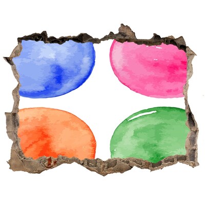 Trampantojo de pared rota efecto profundidad Bolas de colores en un agujero en la pared