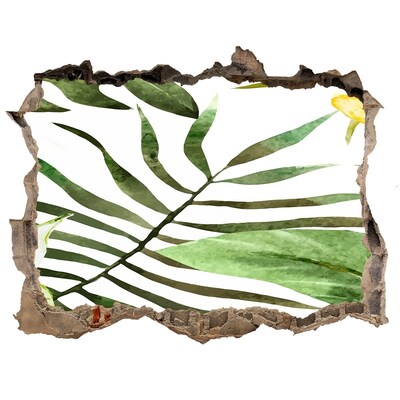 Trampantojo de pared rota efecto profundidad Palmera verde a través de un agujero en la pared