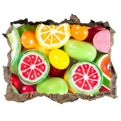 Vinilo pared rota 3d efecto realista Dulce paraíso de dulces