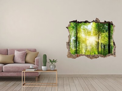 Pegatina de vinilo agujero 3d para pared Bosque verde con rayos de sol