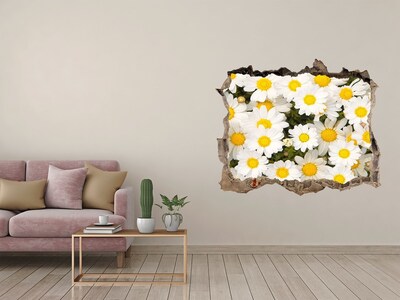 Vinilo pared rota 3d efecto realista Un oasis floral en hormigón