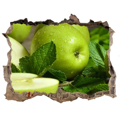 Trampantojo de pared rota efecto profundidad Manzanas verdes en el jardín