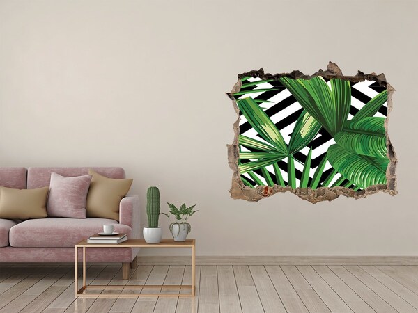 Vinilo pared rota 3d efecto realista Paraíso tropical detrás del muro
