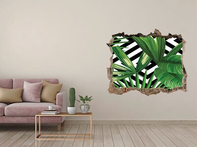 Vinilo pared rota 3d efecto realista Paraíso tropical detrás del muro