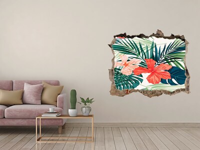 Pegatina de vinilo agujero 3d para pared Paraíso tropical detrás del muro