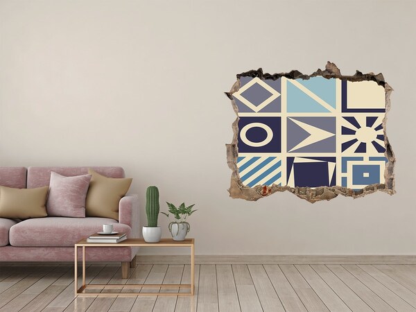 Vinilo pared rota 3d efecto realista Geometría en la pared