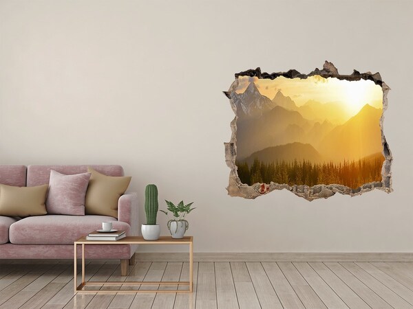Vinilo pared rota 3d efecto realista Valle dorado en las montañas