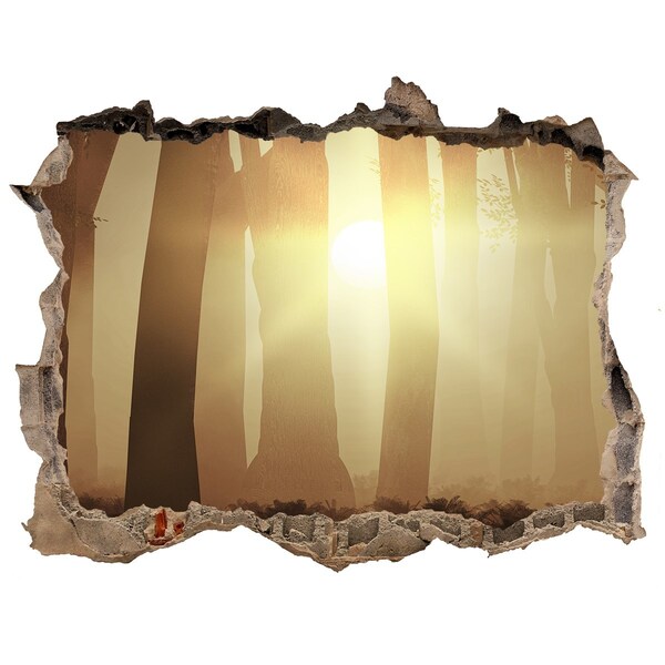 Pegatina de vinilo agujero 3d para pared Mañana dorada en el bosque
