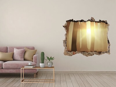 Pegatina de vinilo agujero 3d para pared Mañana dorada en el bosque