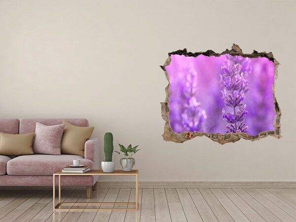 Vinilo pared rota 3d efecto realista Flores de lavanda a la luz de la mañana