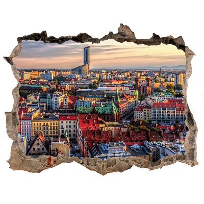 Pegatina de vinilo agujero 3d para pared Una vista de pájaro de la ciudad
