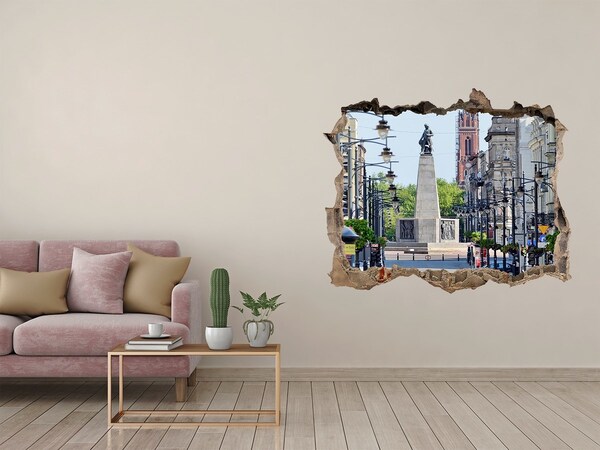 Fototapeta dziura na ścianę 3d Ulica z pomnikiem