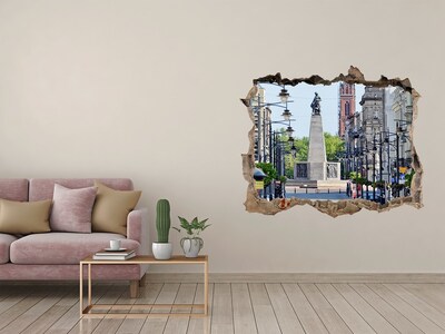 Fototapeta dziura na ścianę 3d Ulica z pomnikiem