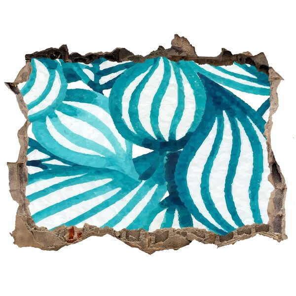 Trampantojo de pared rota efecto profundidad Hojas tropicales en un agujero en la pared