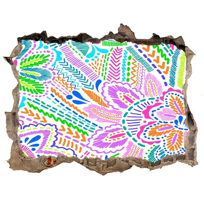 Pegatina agujero en la pared autoadhesiva Patrón floral en colores del arco iris