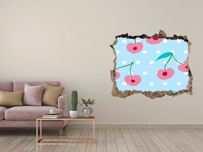 Vinilo pared rota 3d efecto realista Patrón de frutas sobre un fondo azul