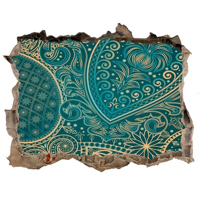 Pegatina agujero en la pared autoadhesiva Patrón boho verde