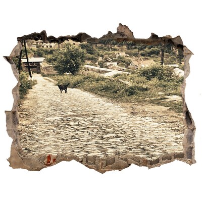 Pegatina de vinilo agujero 3d para pared Un encantador camino rural