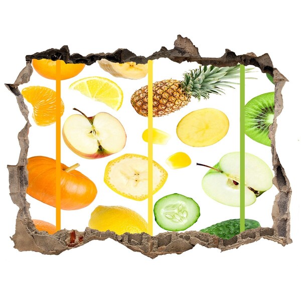 Pegatina agujero en la pared autoadhesiva Fruta fresca en hormigón