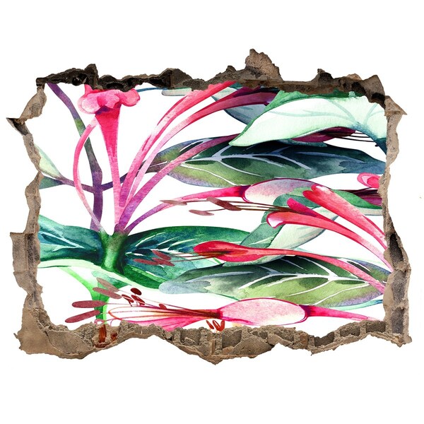 Pegatina de vinilo agujero 3d para pared Jardín de flores detrás del muro