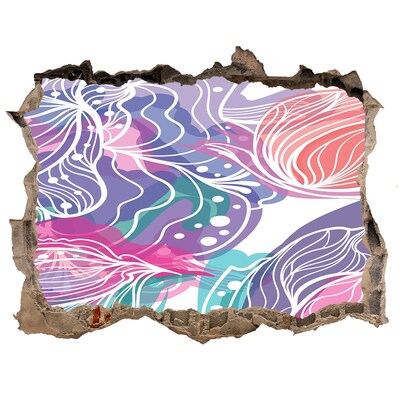 Trampantojo de pared rota efecto profundidad Patrones florales de agujero en la pared