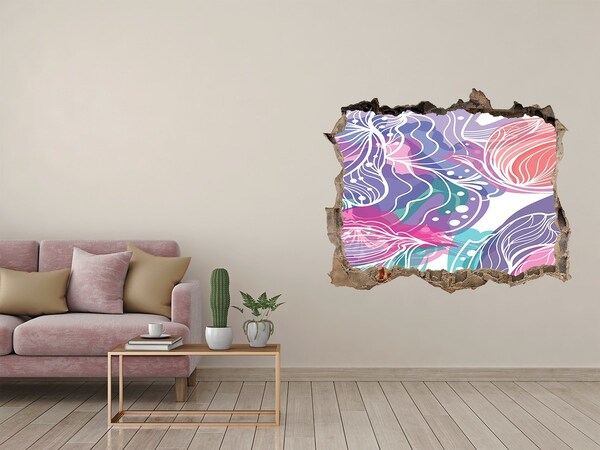 Trampantojo de pared rota efecto profundidad Patrones florales de agujero en la pared