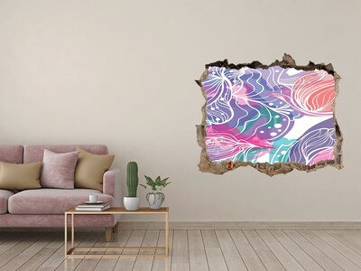 Trampantojo de pared rota efecto profundidad Patrones florales de agujero en la pared