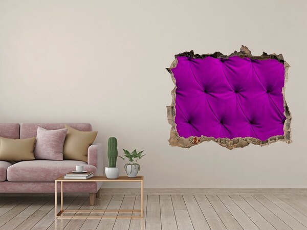 Vinilo pared rota 3d efecto realista Papel pintado fucsia en un agujero en la pared