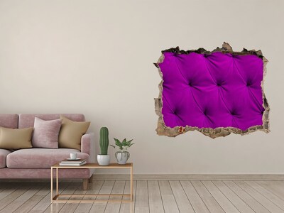 Vinilo pared rota 3d efecto realista Papel pintado fucsia en un agujero en la pared