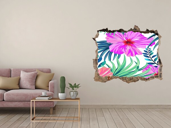 Pegatina de vinilo agujero 3d para pared Paraíso tropical detrás del muro