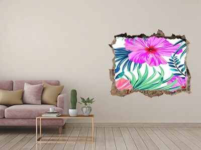 Pegatina de vinilo agujero 3d para pared Paraíso tropical detrás del muro