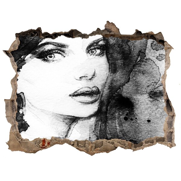 Trampantojo de pared rota efecto profundidad Retrato en un agujero en la pared