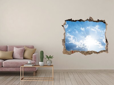 Vinilo pared rota 3d efecto realista Cielo con rayos de sol