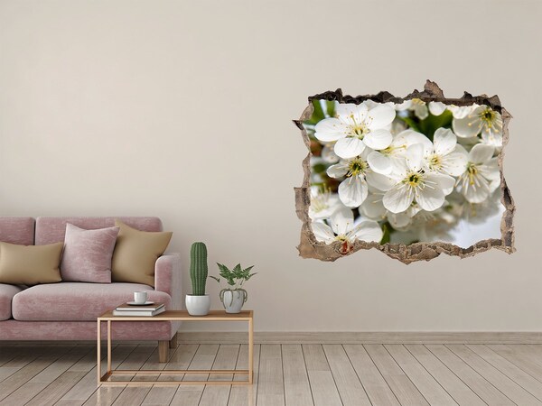 Vinilo pared rota 3d efecto realista Jardín de flores detrás del muro