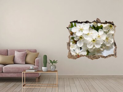 Vinilo pared rota 3d efecto realista Jardín de flores detrás del muro