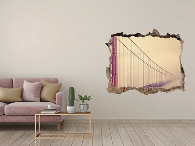 Vinilo pared rota 3d efecto realista El puente Golden Gate entre las nubes