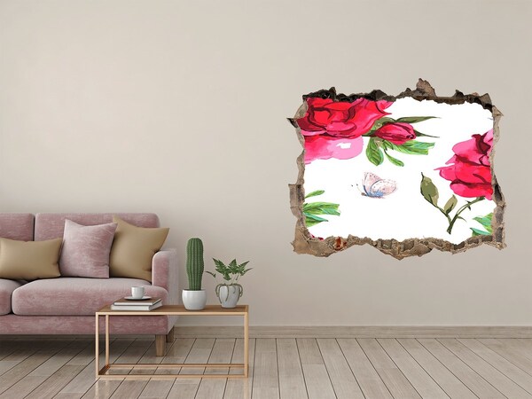 Pegatina de vinilo agujero 3d para pared Un paraíso de flores detrás del muro