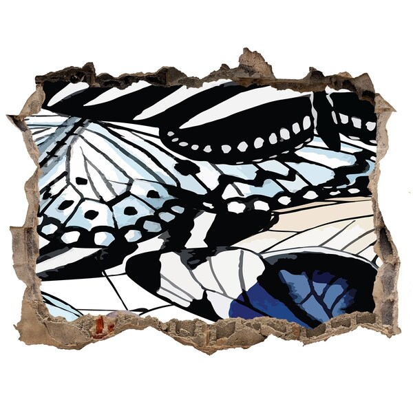 Pegatina de vinilo agujero 3d para pared Mariposas en una composición colorida