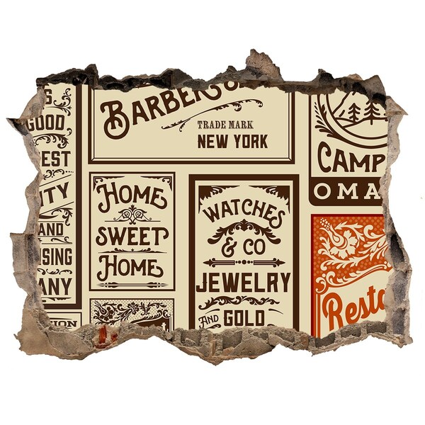 Trampantojo de pared rota efecto profundidad Carteles vintage con estilo en el fondo de la pared