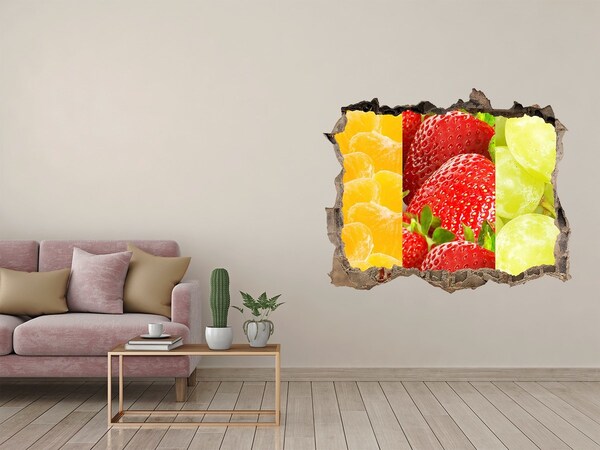 Pegatina de vinilo agujero 3d para pared El paraíso de las frutas detrás del muro
