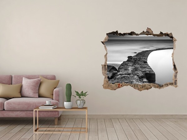 Pegatina agujero en la pared autoadhesiva Bulevar de piedra junto al mar