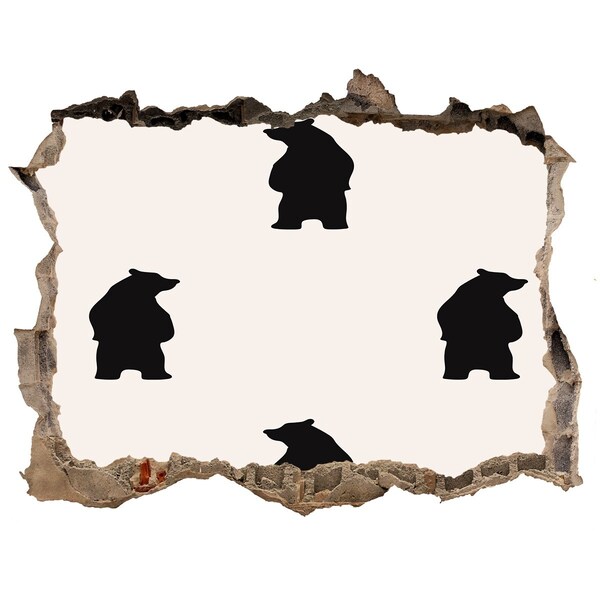 Trampantojo de pared rota efecto profundidad Osos negros contra un muro en ruinas