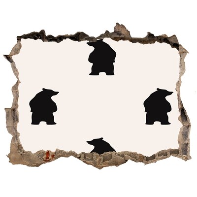 Trampantojo de pared rota efecto profundidad Osos negros contra un muro en ruinas