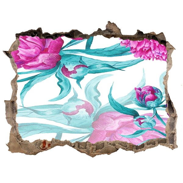 Pegatina agujero en la pared autoadhesiva Jardín de flores detrás del muro