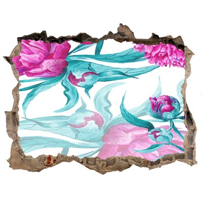 Pegatina agujero en la pared autoadhesiva Jardín de flores detrás del muro