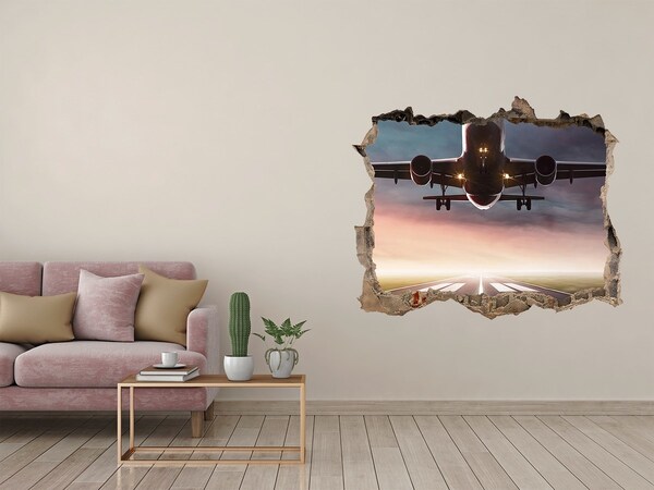 Vinilo pared rota 3d efecto realista Aeropuerto al atardecer